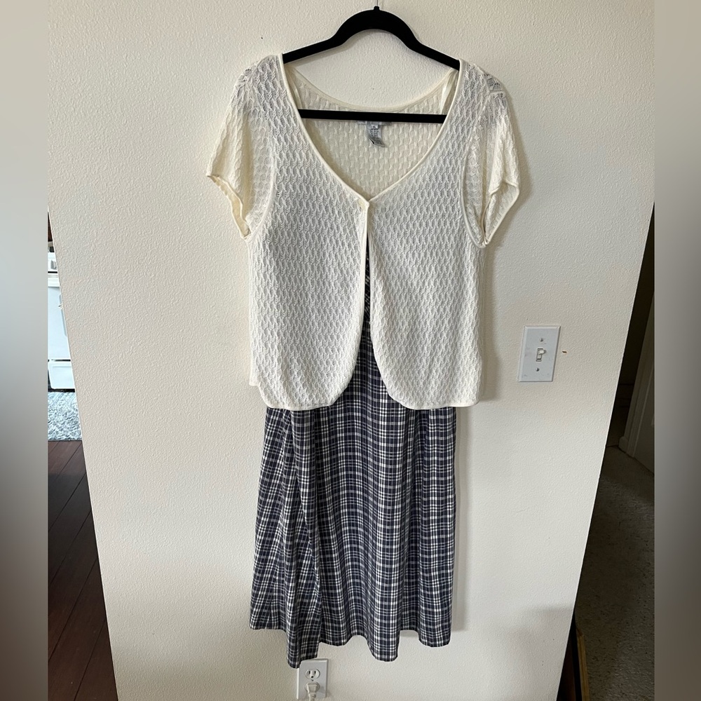 Blue and white dress with jacket by Nine West. Size 16